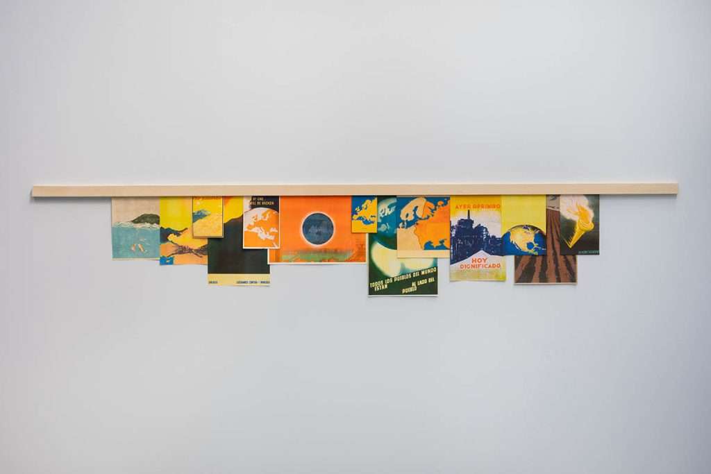 'One by One' 2024, risographs, wood