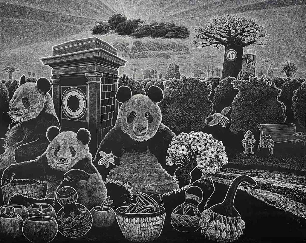 Ade Adesina, 'Cradle', linocut, Edinburgh Printmakers