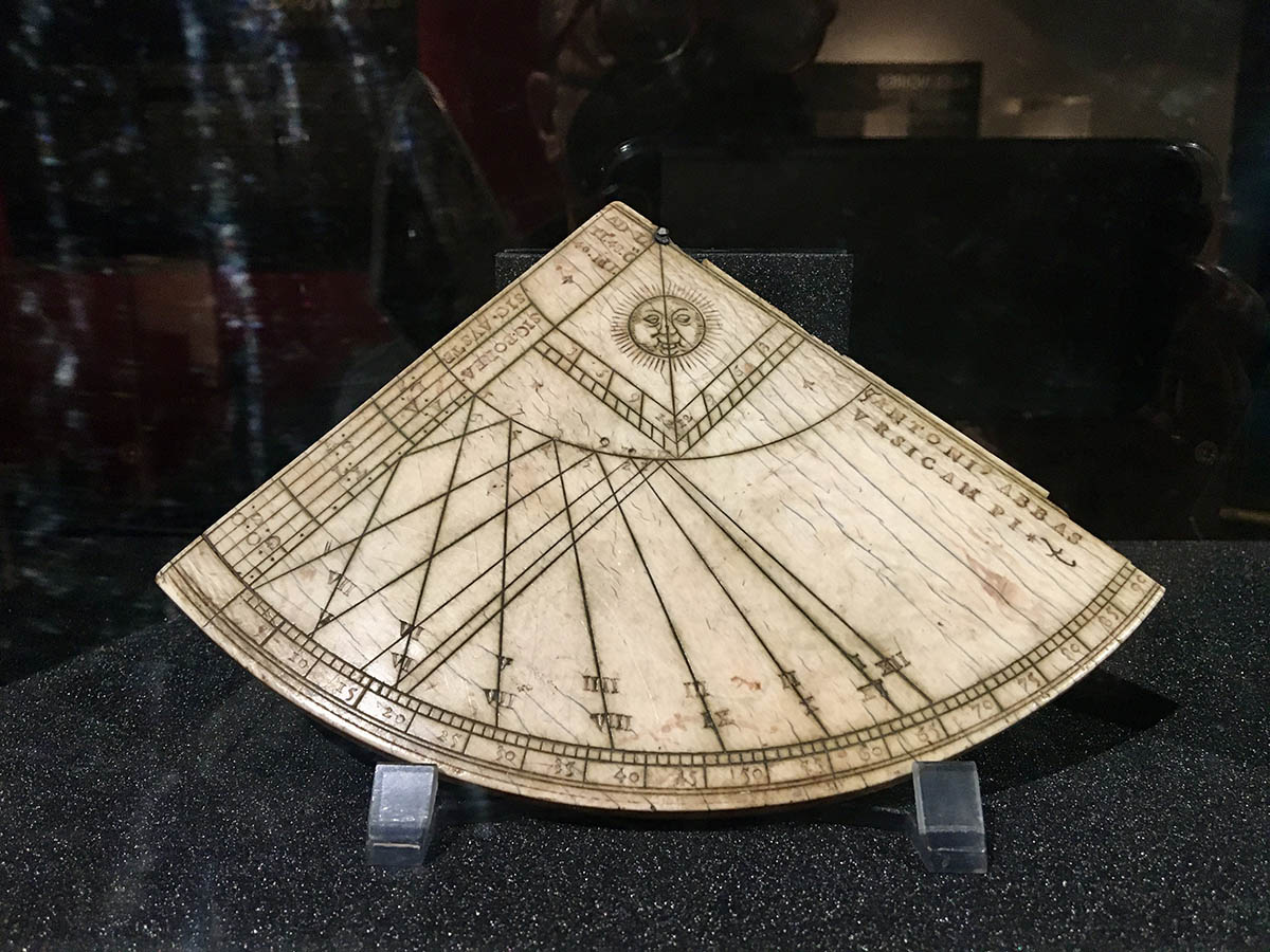 An exquisite 16th-century ivory Astrolab Quadrant, an astronomical instrument, on display at the Musée Antoine Vivenel