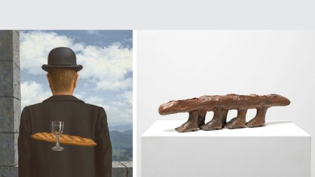 Rene Magritte's painting L'ami intime (1958) and Claude Lalanne's sculpture Pain Pieds (1971) are two of the works featured in the new show at Di Donna Galleries opening on October 8 in collaboration with the London-based gallery Ben Brown Fine Arts.