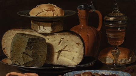 Clara Peeters, Still Life with Cheeses, Almonds and Pretzels, 1615
