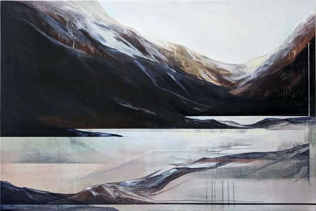 Connie Liebschner, 'Hillside Ice', acrylic, ink, gesso on panel