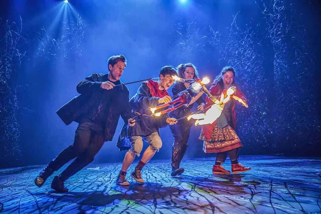 Domonic Ramsden, Keir Oglivy (Boy), Aimee McGolderick and Millie Hikasa (Lettie) in The Ocean at the End of the Lane. Image Brinkhoff-Moegenburg