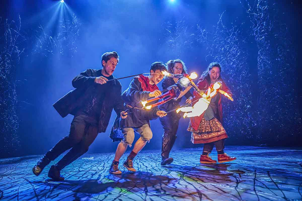 Domonic Ramsden, Keir Oglivy (Boy), Aimee McGolderick and Millie Hikasa (Lettie) in The Ocean at the End of the Lane. Image Brinkhoff-Moegenburg