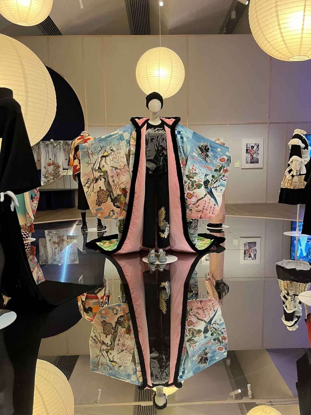 Fuji Heartbreak Kimono, Milligan Beaumont, 2019 hand painted jersey swarovski crystals antique jewels applique pieces from vintage silk and cotton bamboo