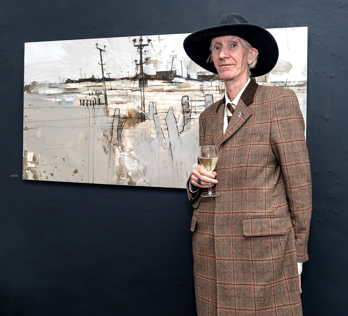 Artist Tony Strickland with a work by Pete Monaghan at the Doorway Gallery