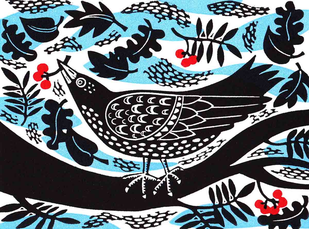 Linda M Farquharson, 'Bird Cherry', linocut