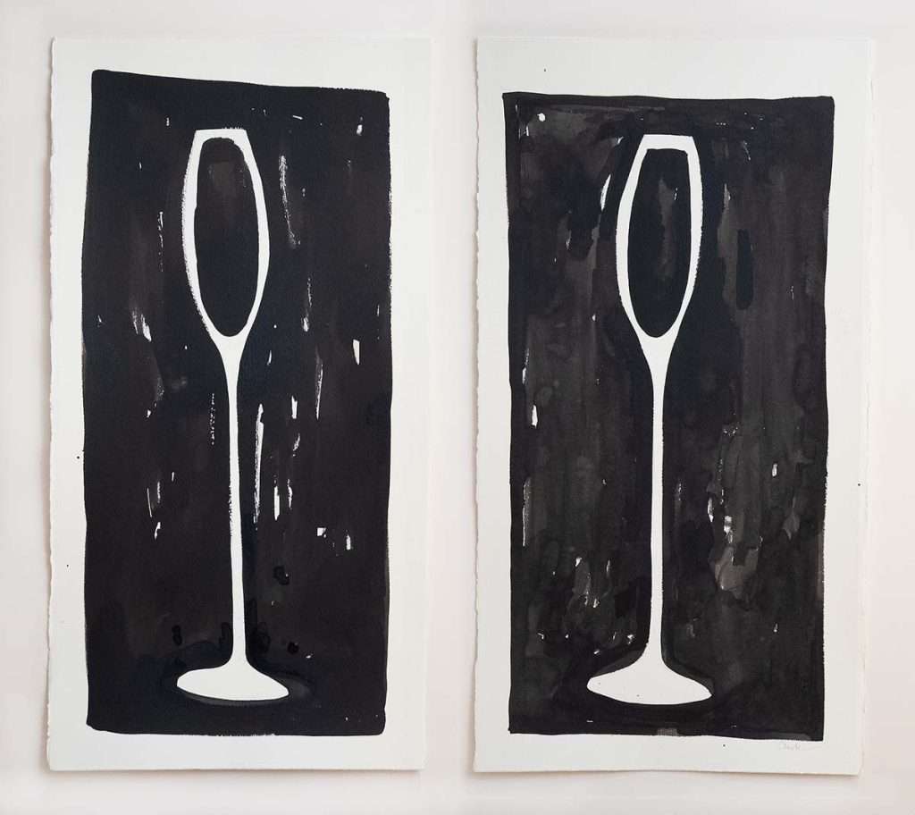 Michael Clark, 'Champagne for Two', watercolour
