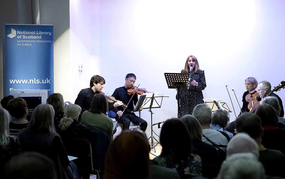 Mairi Macmillan performs Ned Bigham's Heroes Gaelic Tales in Modern Music with the Edinburgh Quartet. Image Neil Hanna