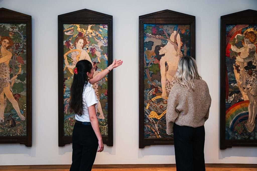 Pheobe Anna Traquair in the New Scottish Galleries at the National. Courtesy of National Galleries of Scotland. Photo Credit Campbell Donaldson, Ralia Media.
