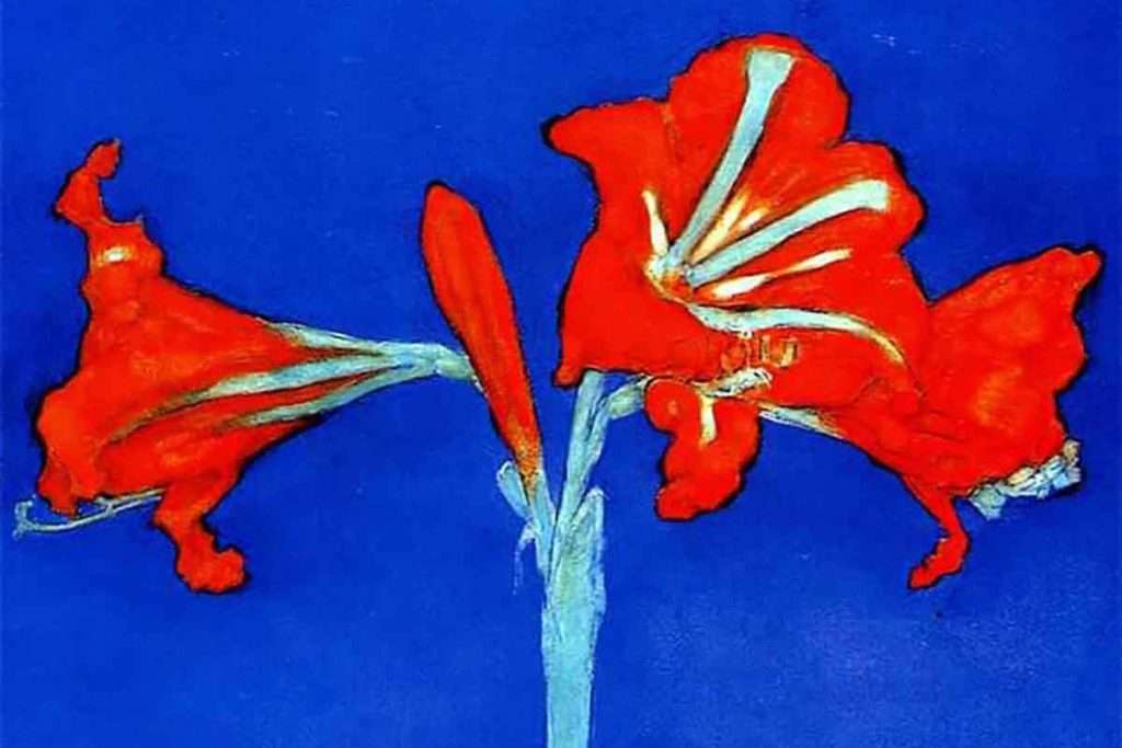 Piet Mondrian, 'Red Amaryllis with blue background' (detail). Private collection