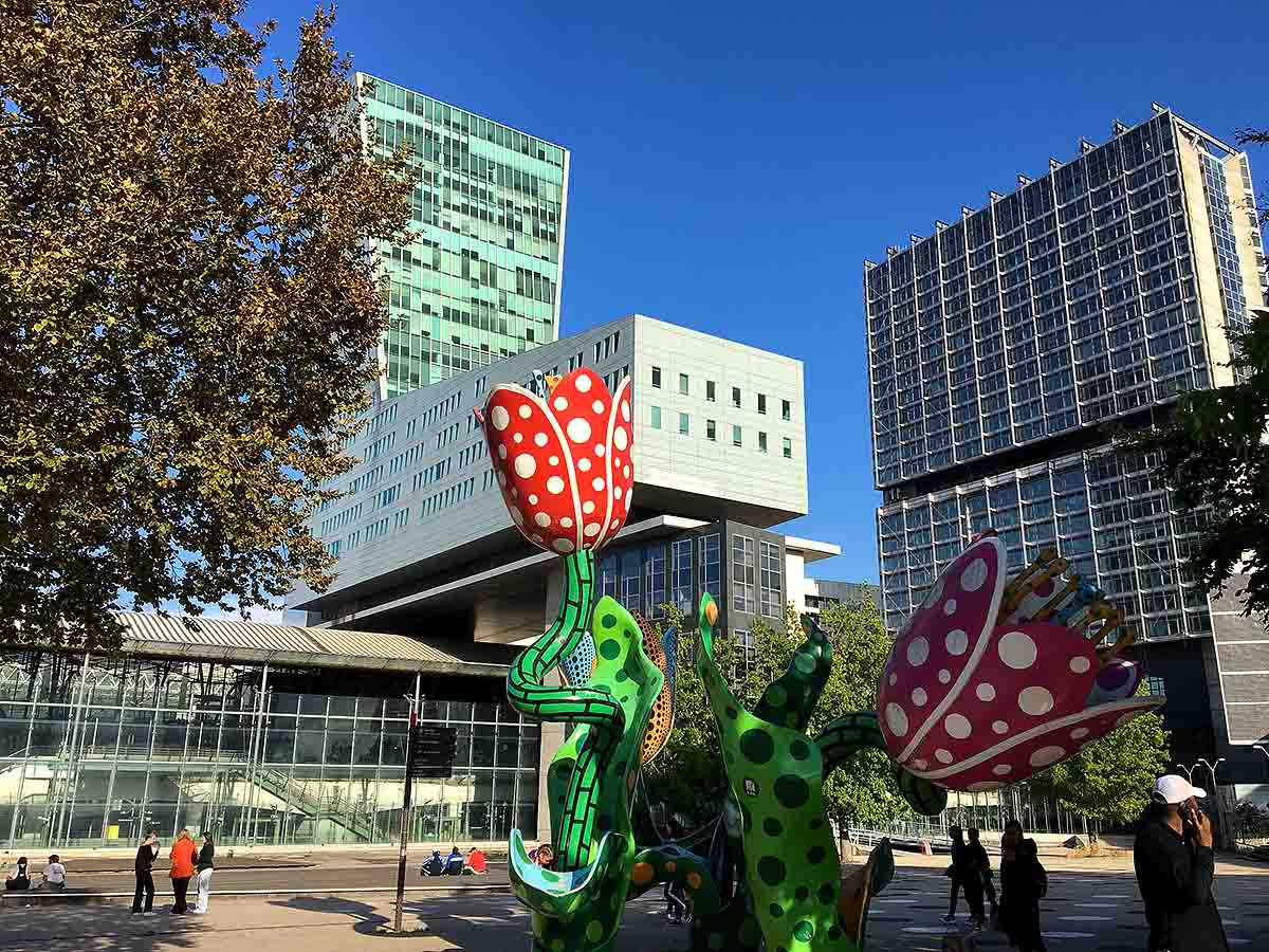 Place Francois Mitterand with Yayoi Kusama, 'Les Tulipes de Shangri-La' Lille