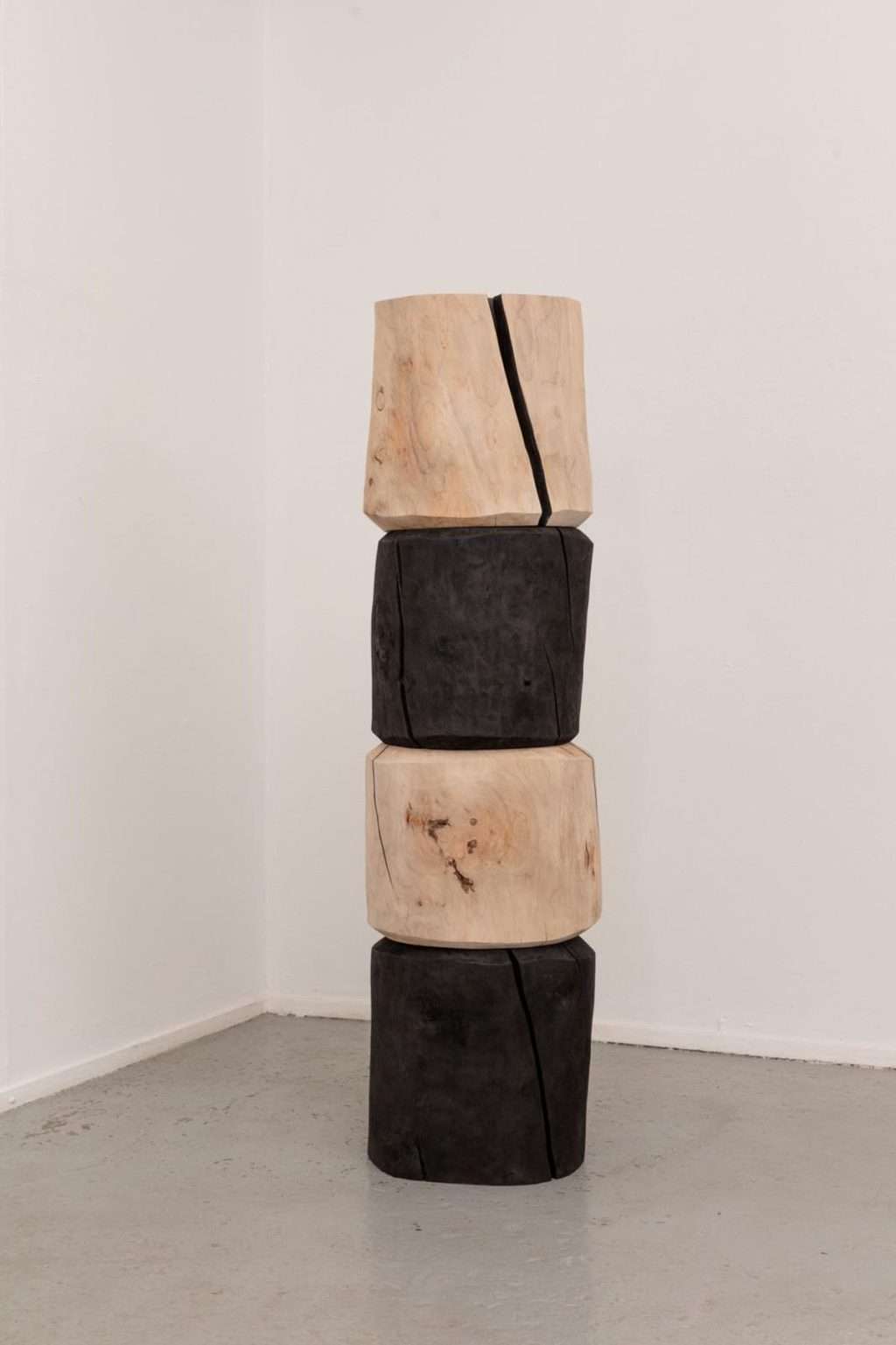 Richard Goldsworthy, 'Column', 2021, part-charred willow