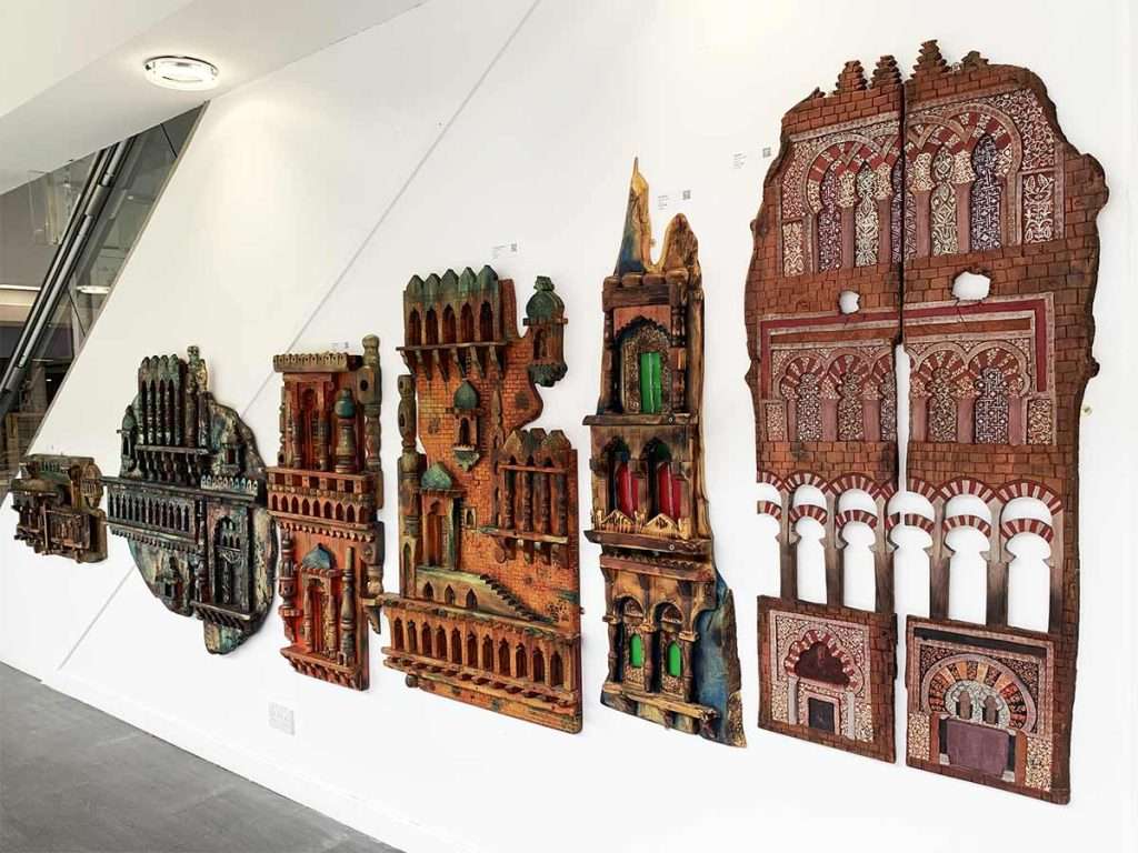 Sadia Gul Ibrahim, collected works, wood, metal, glass, oil paints