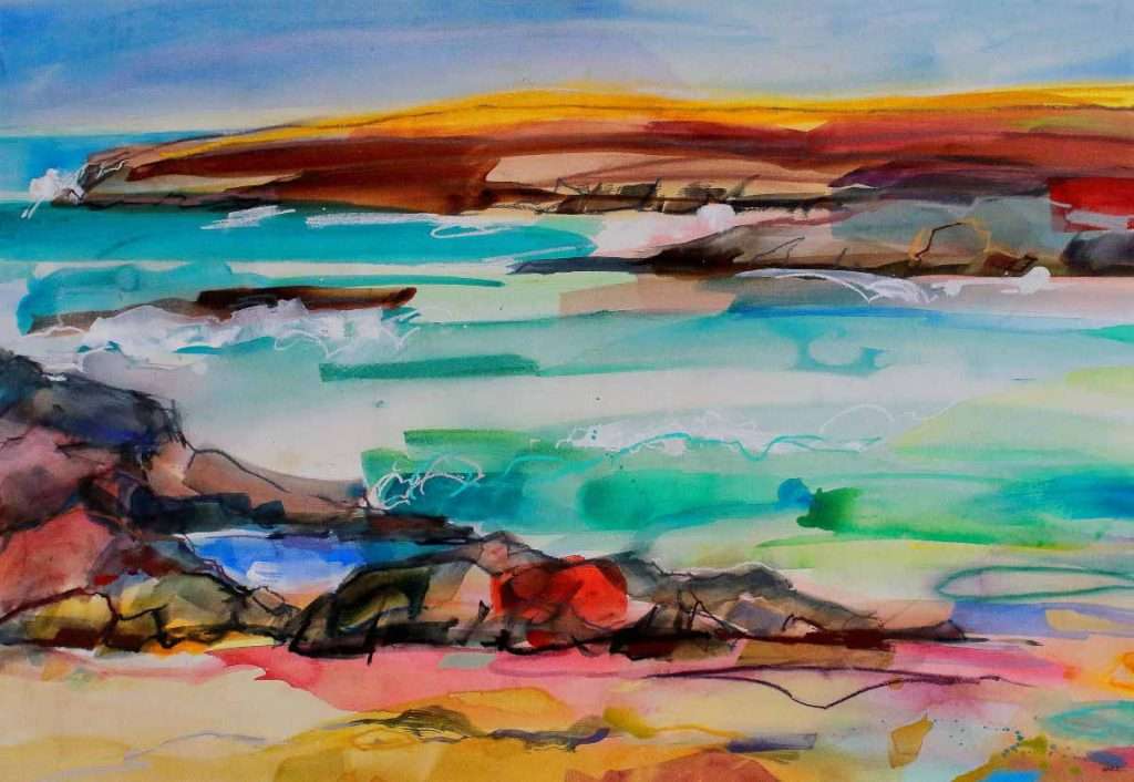 Shona Barr, 'Foaming Sea, Clachtoll', watercolour and pastel on paper