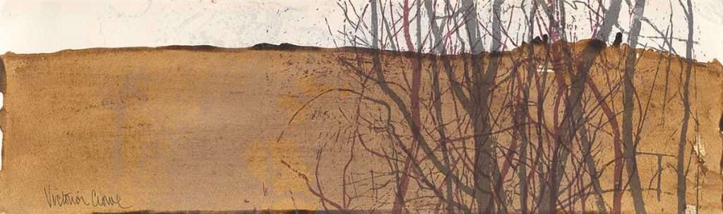Victoria Crowe, 'Trees with Farmland', 2015, ink wash, double screenprint