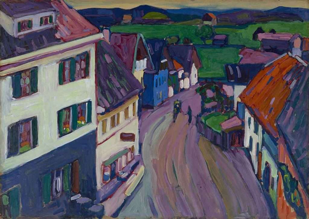 Wassily Kandinsky, 'Murnau Johannisstrasse from a Window of the GriesbrÃ¤u', 1908. Donation of Gabriele Münter, 1957