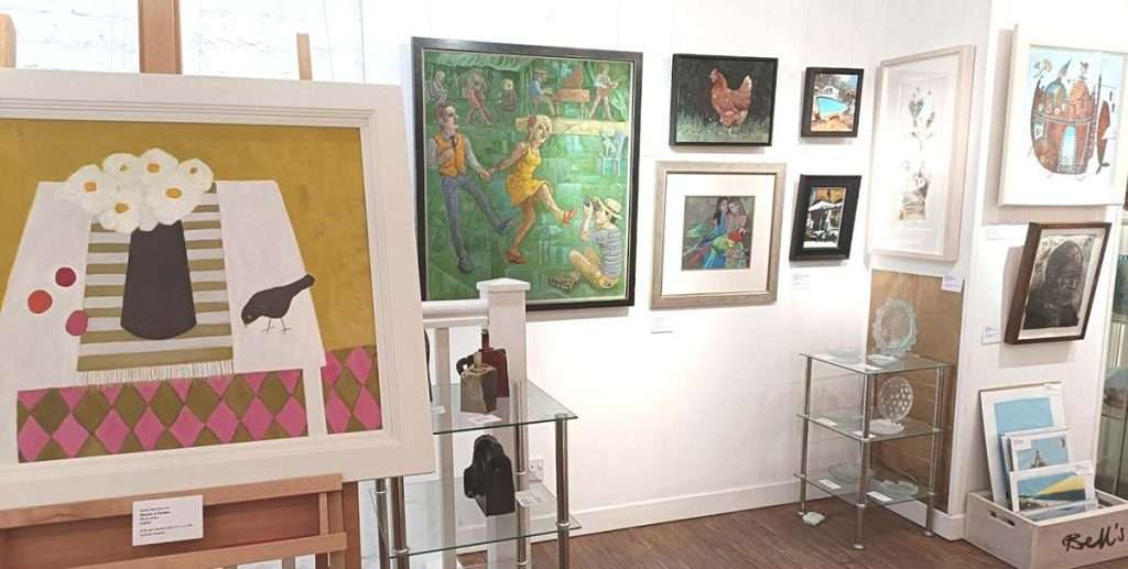 Works including John Johnstone, ‘The Saturday Night Hop’, oil on canvas, Irene McCann, ‘Memories of Summer’, oil on linen, and Martin Hill, ‘French Hen’, oil on board.jpg